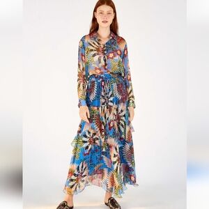 SET Farm Rio toucan tiered skirt And Button Down Blouse